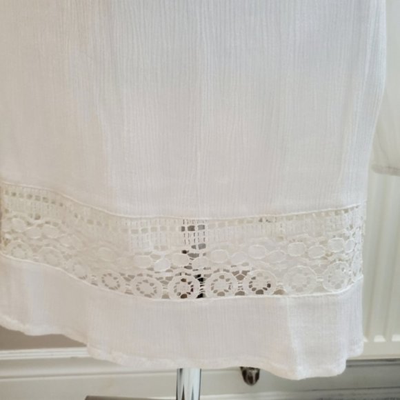 H&M White Long Sleeve Cotton Blend Beach Cover Up - Picture 10 of 13